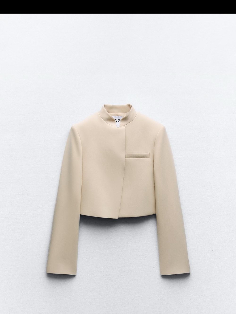 Zara Cream Cropped Stand-Collar Jacket